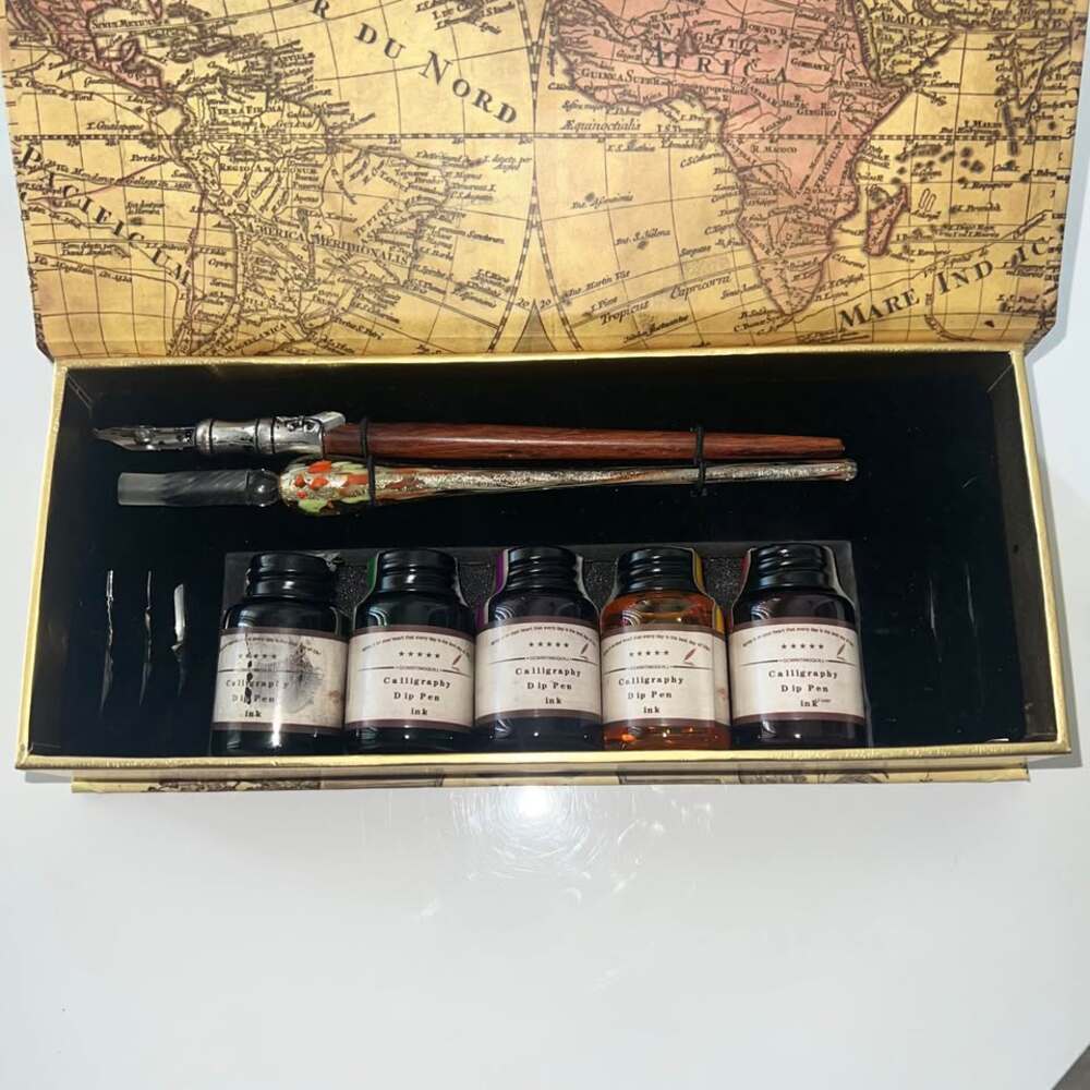 MU-02 Calligraphy Pen Set, Glass Dip Pen and Handcrafted Wooden Dip Pen (D)